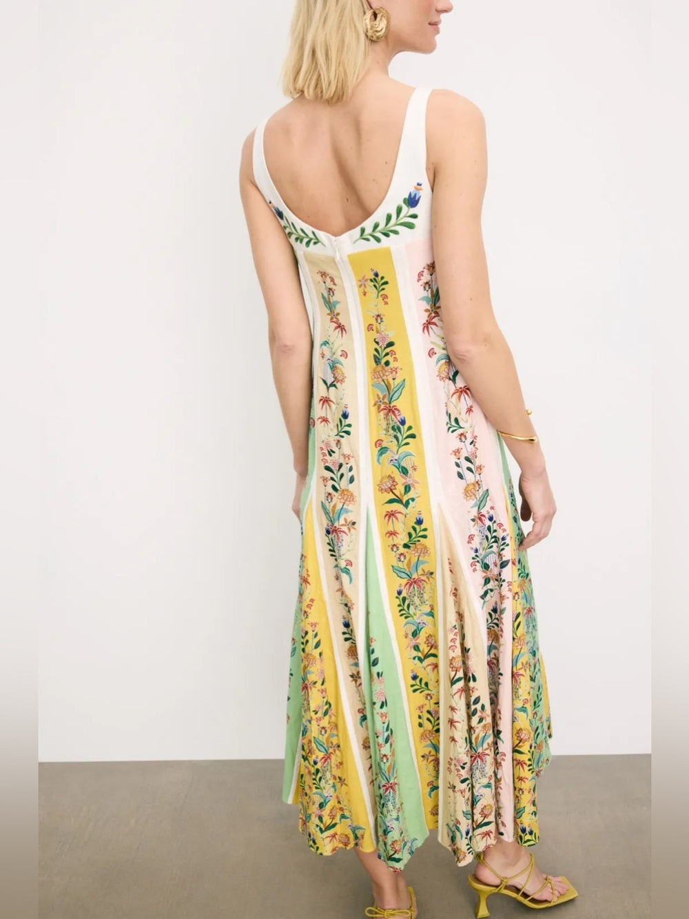 Christian Lacroix Multicolor Delicate Floral Stripes Maxi Dress Size 2 (Farm Rio - Picture 4 of 7